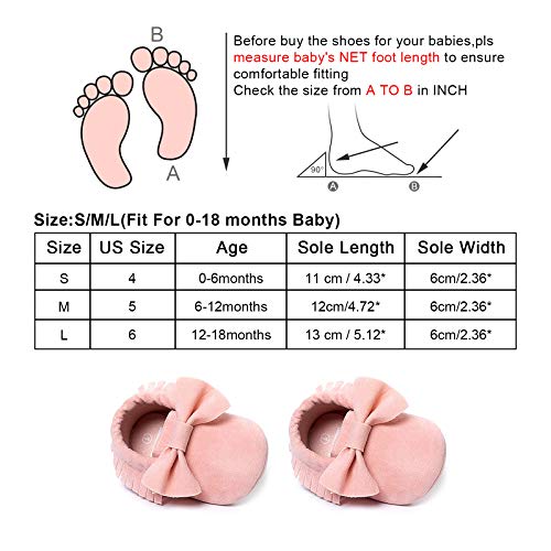 Livebox Infant Baby Girls And Boys Premium Soft Sole Moccasins Tassels Prewalker Anti-Slip Toddler Shoes (S: 0~6 Months, Bow- Princess Pink) #TOP1