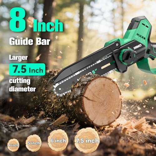 Image of KIMO 2-IN-1 Electric Pole Saws for Tree Trimming, 8 inch Mini Chainsaw Cordless, 16FT Max Reach Extension Pole, 2x4.0Ah Batteries,Fast Charger, Brushless Pole Chain Saw for Tree Trimmer Limb Branch Cutter