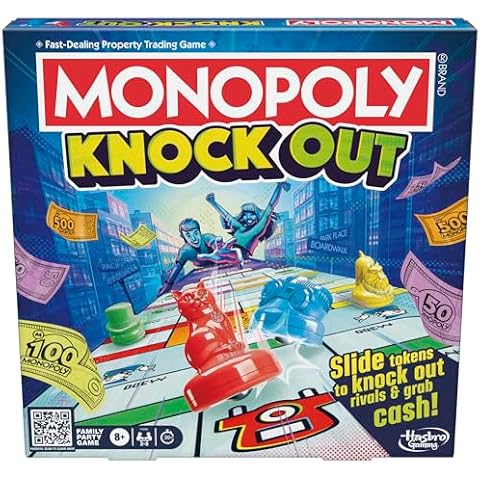 Monopoly Knockout Board Game | 2-8 Players | 20 Mins. Average | Quick-Playing Family Games for Kids, Teens, and Adults | Ages 8+ Cover