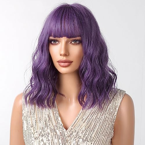 Perruque violette courte bouclée pour changer de tête sans coloration - 4