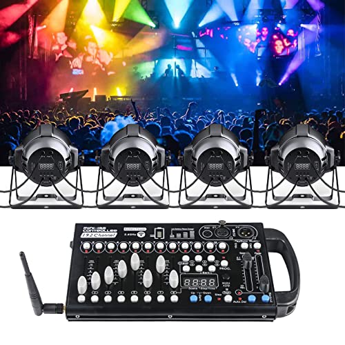 Drahtloser Dmx Controll Lichtmischpult Dmx Controller Eingebaute Batterie 192 Kanäle Dmx Konsole, Wireless Lichtmixer Dmx512 Controller Musikgesteuert Akku Lichtpult Dmx Pult Partylicht Dmx Controler