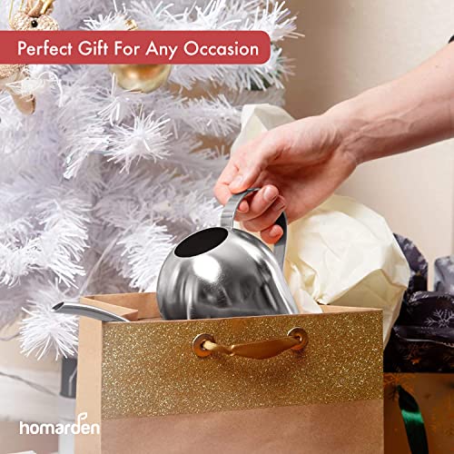 Homarden 30 Oz. Stainless Steel Watering Can - Metal Watering Can With Long Spout To Prevent Spillage, Perfect Plant Watering Can For Outdoor And Indoor Plants - Ideal Christmas Gift & Decoration #TOP4