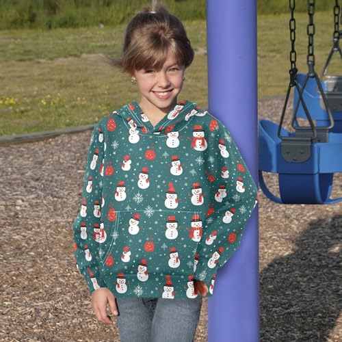 Kids Hoodies Sweaters Christmas Xmas Snowman Hooded Sweatshirts with Big Pockets for Boys Girls B04003424