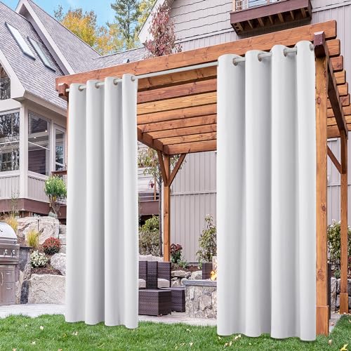 Deconovo Tende da Sole per Esterno con Anelli – Tenda Oscurante Termica e Idrorepellente per Gazebo, Balcone, Patio e Soggiorno, 2 Pezzi 132x245 CM, Grigio Perla