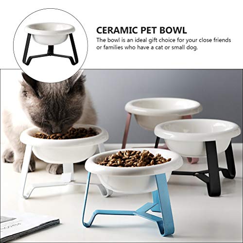 Tigela de cerâmica de ferro para animais de estimação (estrutura de ferro + tigela de cerâmica preta