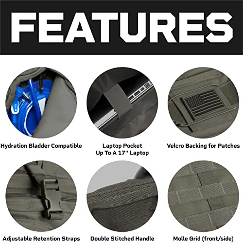 24Battlepack Tactical Backpack | 1 To 3 Day Assault Pack | Combat Veteran Owned Company |40L Bug Out Bag (Ranger Green) #TOP2