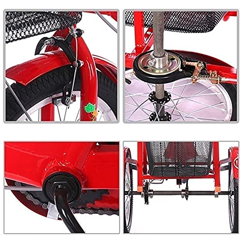 Adult Trike Fahrrad Dreirad für Erwachsene Cruise Trike 3 Rad 1 Geschwindigkeit Klappdreiräder Großer Korb für Freizeit Shopping Heimtrainer Rot – Bild 6