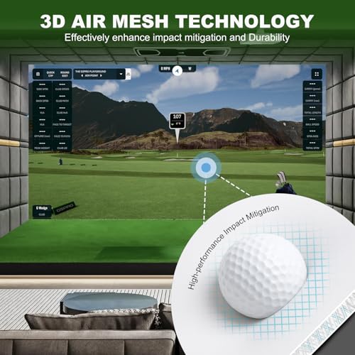Image of Golf Simulator Impact Screen for Training Indoor /Outdoor, 3D Air Mesh Golf Impact Screen, Ultra Clear Projector Screen for Home with Grommet Holes, 8 Size Options