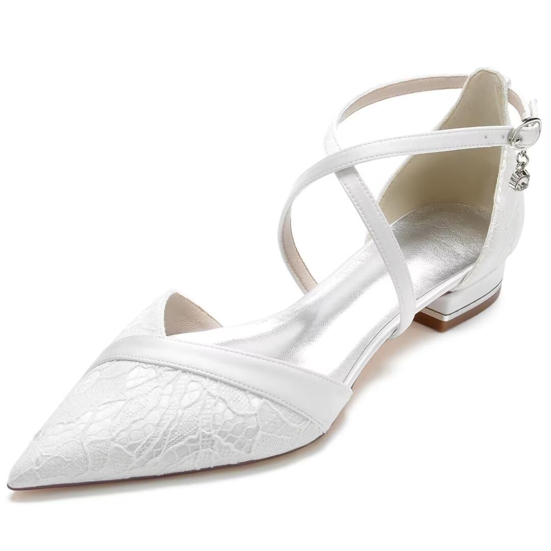 JOEupin Scarpe basse da donna con tacco basso e cinturino alla caviglia, da sera, ballo di fine anno, feste, scarpe décolleté