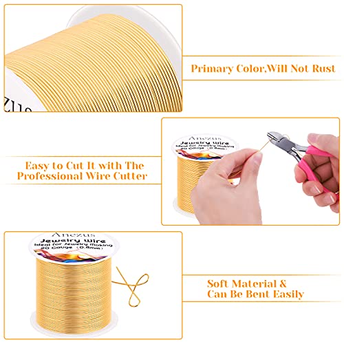 Image of anezus 20 Gauge Jewelry Wire, 28 Yards Craft Wire Tarnish Resistant Copper Beading Wire for Jewelry Making Supplies and Crafting(KC Gold)