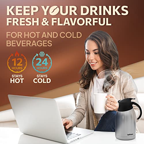 Insulated Thermal Coffee Carafe Pitcher 68 Oz - Double Walled Vacuum Thermos Butler Server – Large Coffee Carafe For Keeping Hot Beverage By Coffmax #TOP1
