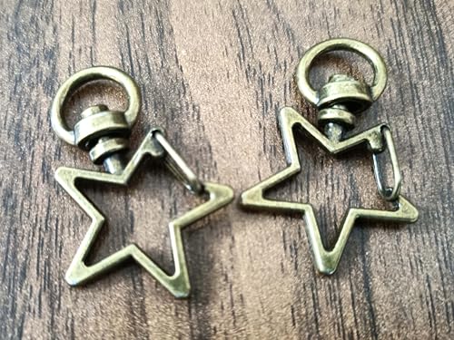Image of Tia Strap Buckles Metal Clasps Lobster for Handbag, Spring Ring, Purse Dog Hook, Key Chain Swivel Trigger Snap Hook DIY and Purse Making Accessories (6, Bronze Star Shape Spring Hook-33x10mm)
