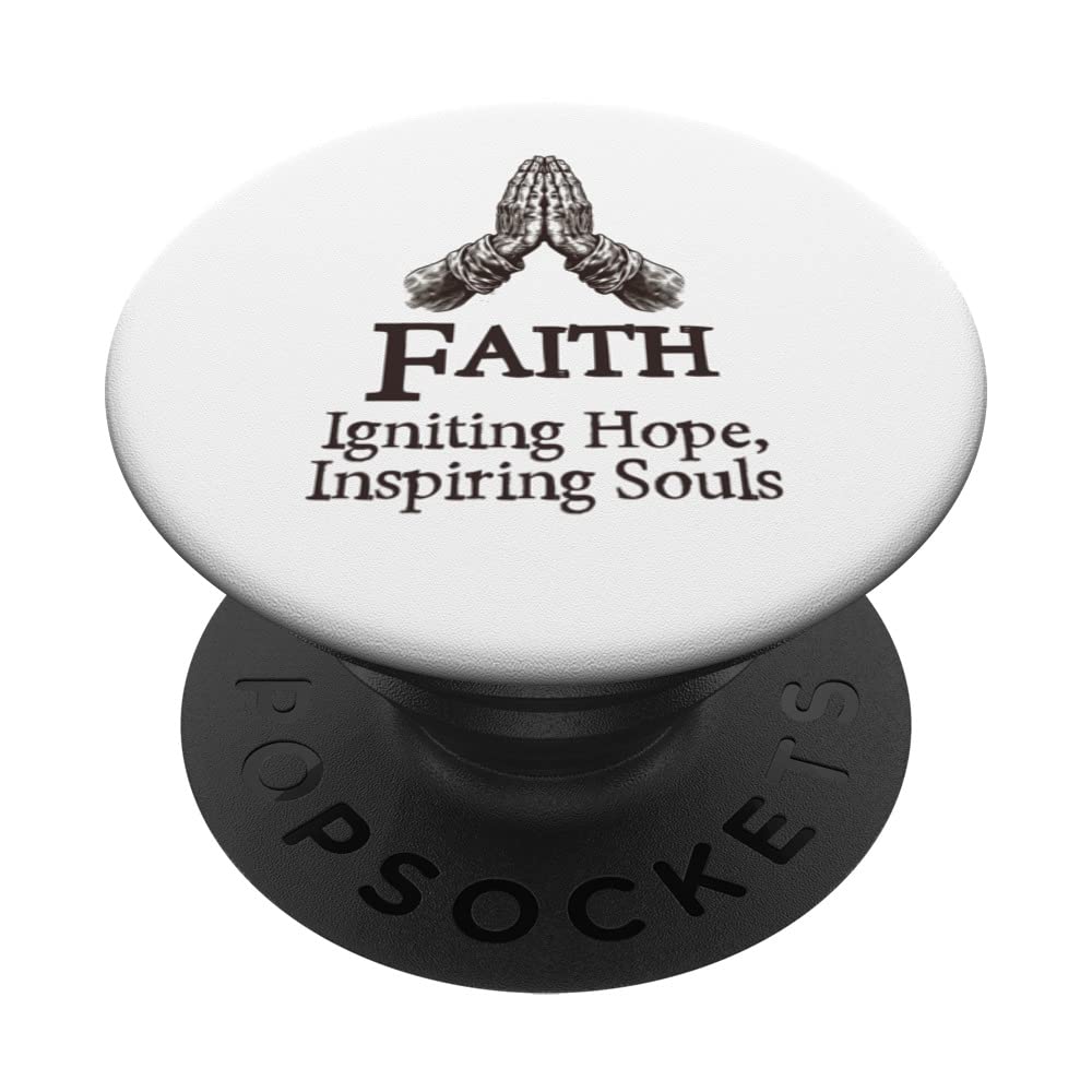 Faith Igniting Hope, Inspiring Souls - Christian Pastoral PopSockets Swappable PopGrip, Black
