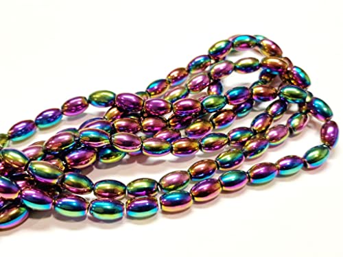 Hematite Beads Oval 8 mm Rainbow Beads Hematite Non-Magnetic Hematite Rainbow Gemstones 48 Pieces 1 String - Image 2