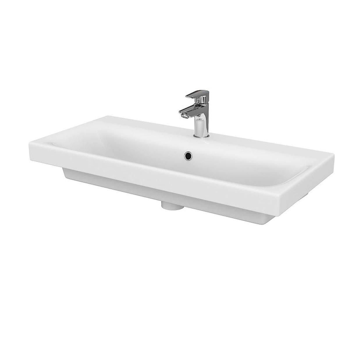 VBChome Moduo vasque de lavabo encastrable avec trop-plein en céramique Blanc, blanc