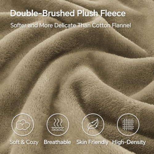 Image of BEDELITE Flannel Full Fitted Sheet & Pillowcases Set, Camel, 3 Pieces | Ultra Soft Plush Fleece Bed Sheet with Elastic Corner Straps, 16 Inch Deep Pocket, Fuzzy All-Season Gift & Room Decor