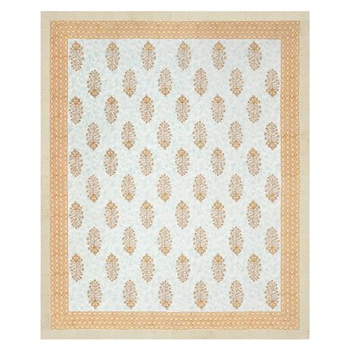 Image of BLOCKS OF INDIA Hand Block Printed 200 TC Cotton King Size Bedsheet (Brown Pot)