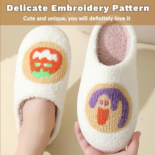 Cute Cartoon Slippers for Women Men Plush Fluffy Fuzzy Slipper Warm Slip-on Indoor Outdoor House Home Winter Bedroom Shoes for Halloween Christmas Holiday2