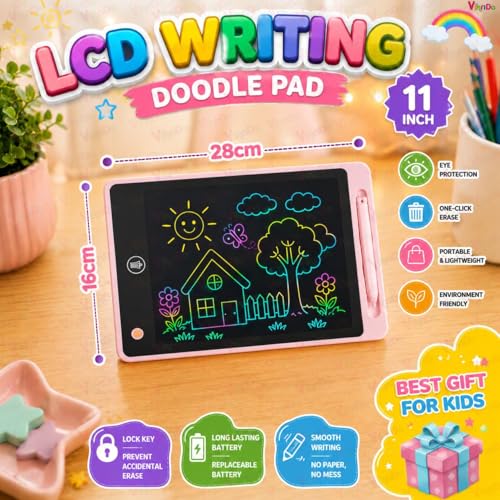 Image of Vikrida LCD Writing Tablet Doodle Board for Kids - 11 Inch Colorful LCD Writing Board, Electronic Writing Tablet, Erasable Drawing Pad, Reusable Writing Pad for Learning & Drawing Toys for Kids