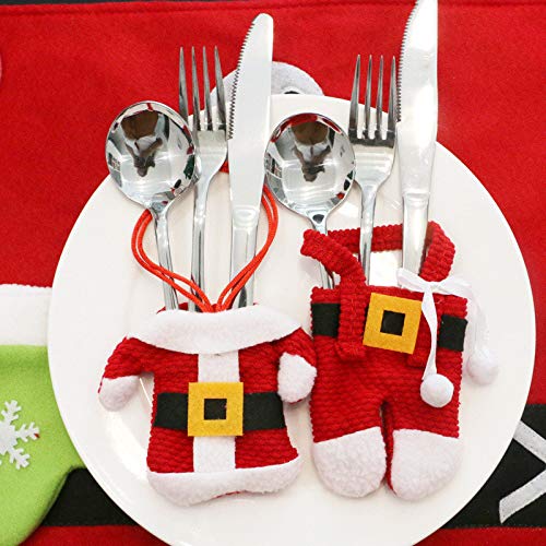 DTXYBC 30 Pezzi Portaposate Natalizie Borsa per Posate, Natalizie Mini Cappello di Natale, Portaposate Natale, Mini Cappello di Natale, portaposate natalizie, Decorazione della Tavolo di Natale