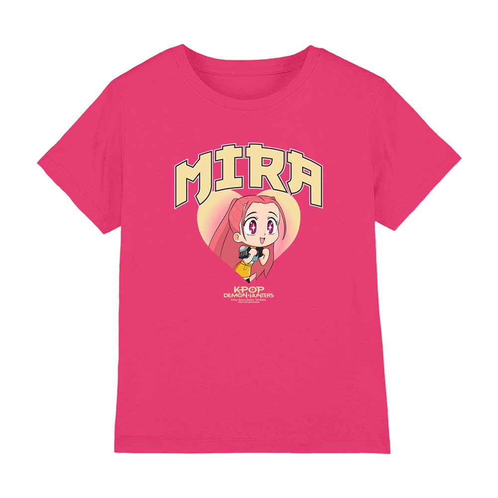 Kpop Demon Hunters Fuchsia - Huntrix Mira Collegic Kids T Shirt, 7-8