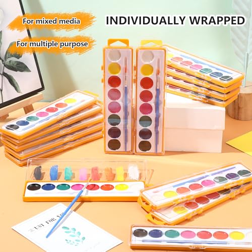 Watersay 12 Pack 8 Colors Watercolor Paint Set For Kids Washable Watercolor Paint With Paintbrush For Classroom School Birthday Art Activities Halloween Christmas Party Supplies thumb #6
