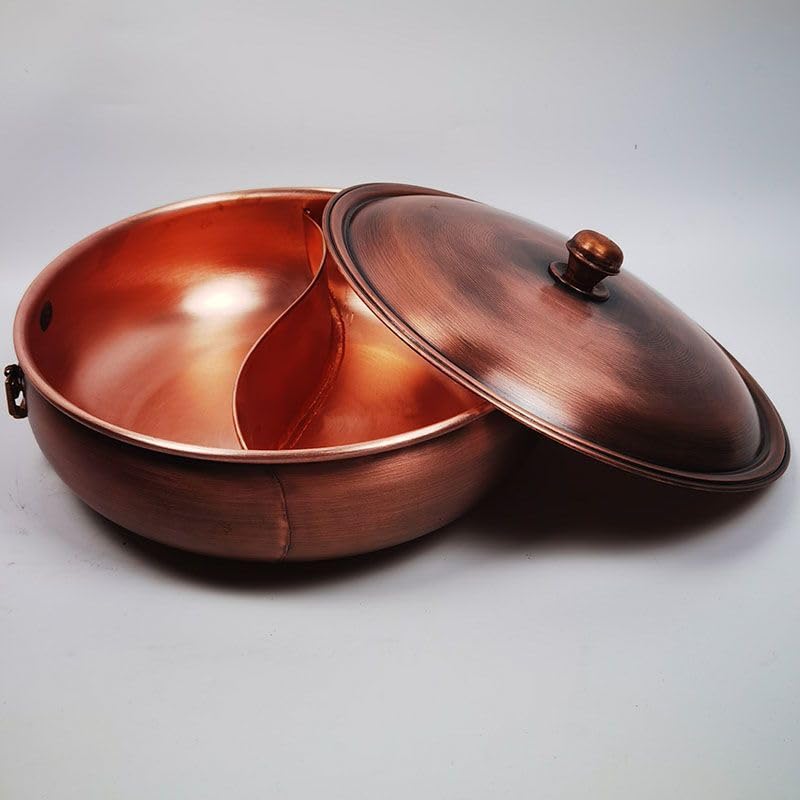 Olla de Cobre para cocinar, Olla Caliente de Cobre, Cocina de inducción, Olla de Cobre para Sopa a Gas, Olla Retro Espesa, Olla Manual de Cobre Puro, Olla de Cobre, Utensilios de c