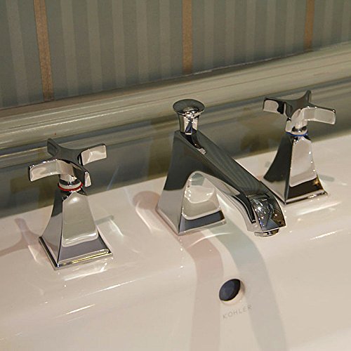 Mangeoo Three split 8 inch double the total copper basin faucet,Cross handle