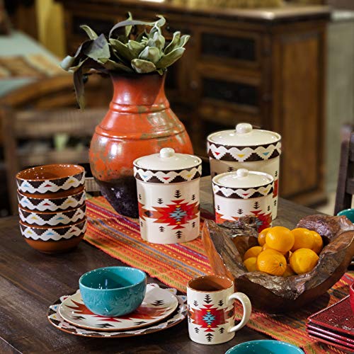 Image of Paseo Road Del Sol Aztec 16 Piece Ceramic Dinnerware Set