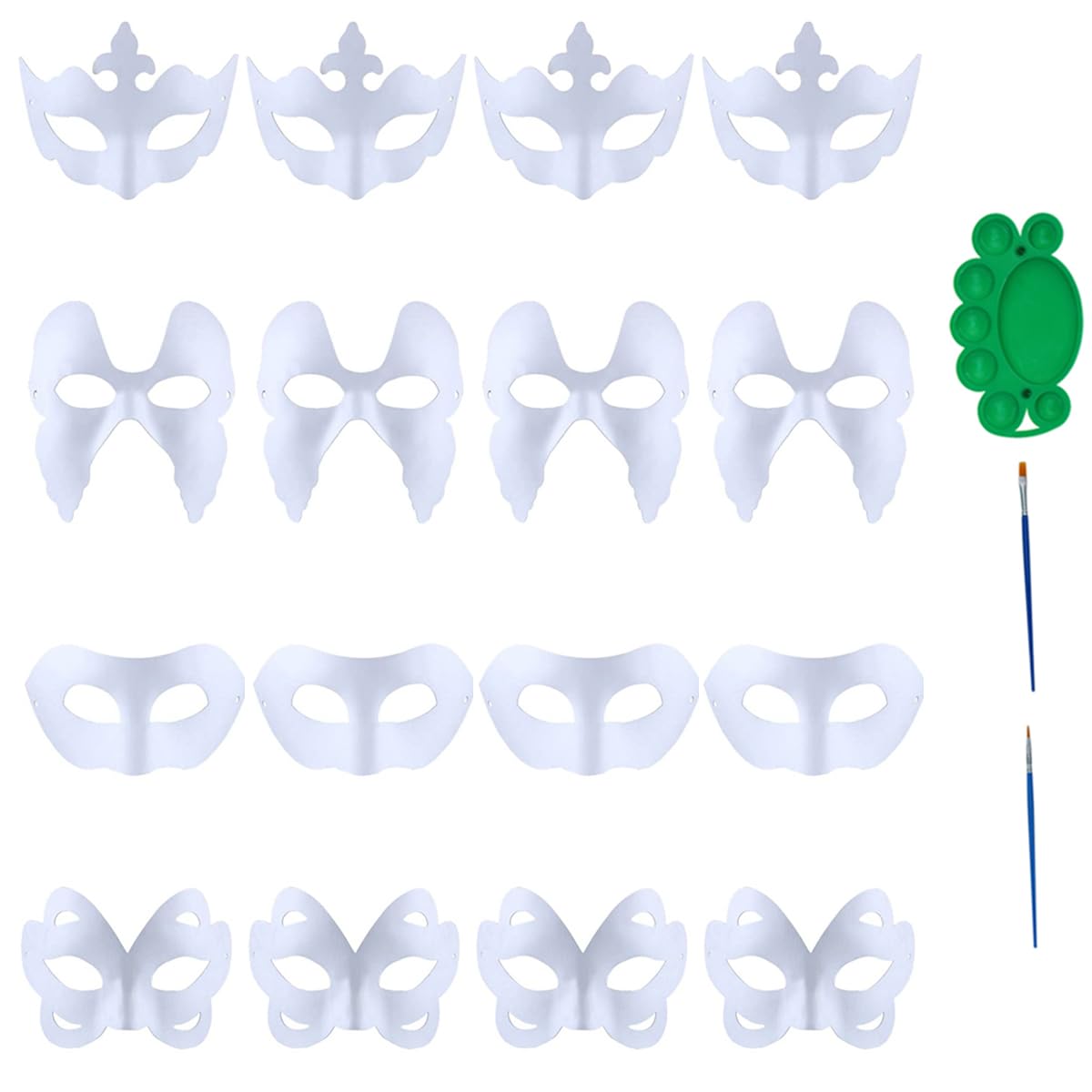 Qavctw 16PCS DIY White Masks Paper Cosplay Christmas Party Mask Unpainted Plain Craft Masquerade Masks for Christmas Mardi Gras Party Mask — image 1