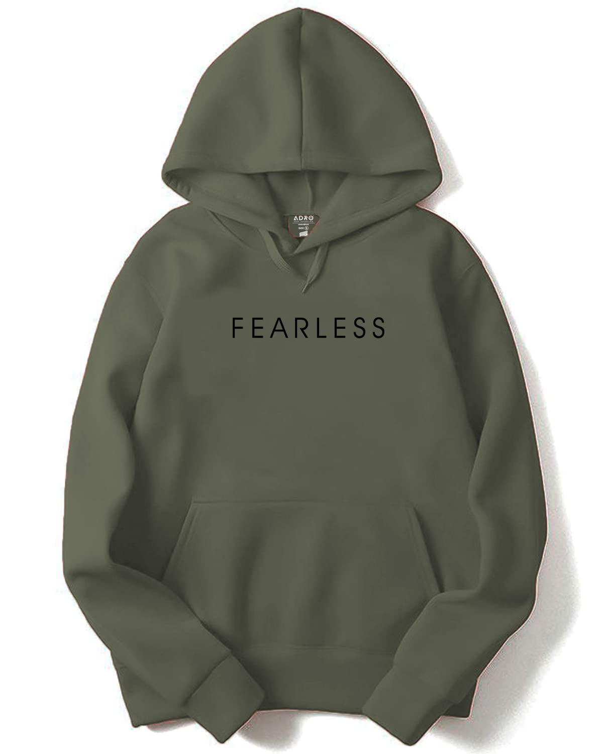ADRO Męska bluza z kapturem z nadrukiem Fearless, beżowa, 42