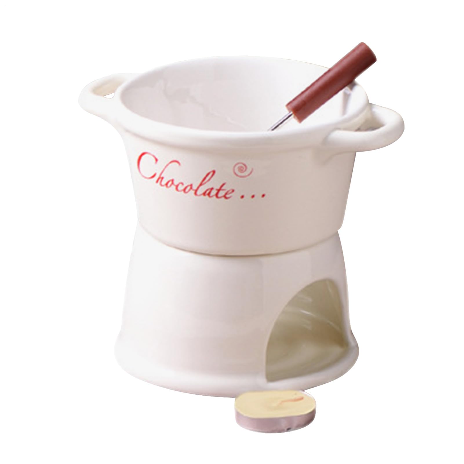Kubek do czekoladowego fondue 330 ml, zestaw garnków do topienia czekolady z widelcem, zestaw ceramicznych kubków do fondue, przenośny podgrzewacz deserowy do karmelu, sera, masła, sosów, cukierków