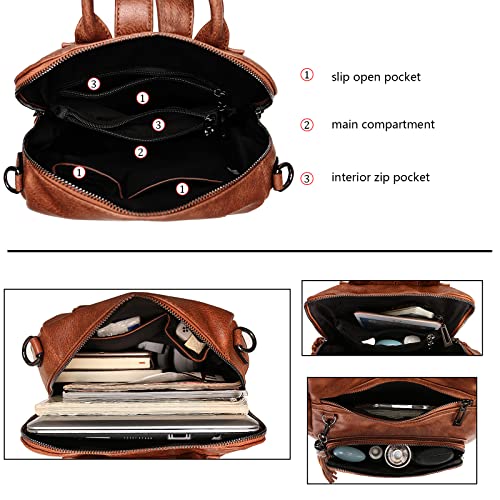Image of Uromee Travel Backpack Purse for Women Vegan Leather Ladies Fashion Tassel Shoulder Bag Convertible