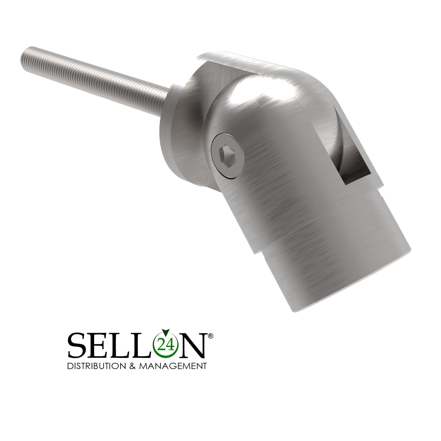 Sellon24® Raccordo giunto in acciaio inox V2A, M10, 42,4, ad arco rotondo, per ringhiera regolabile 0-90°, 0315-242
