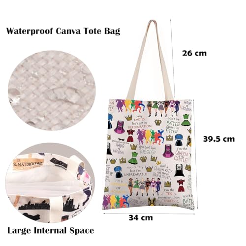 FEELMEM Six The Musical Inspired Gift Broadway Queen Tote Bag Six Queen Musical Fans Broadway Lover Gift, Beige - Image 2