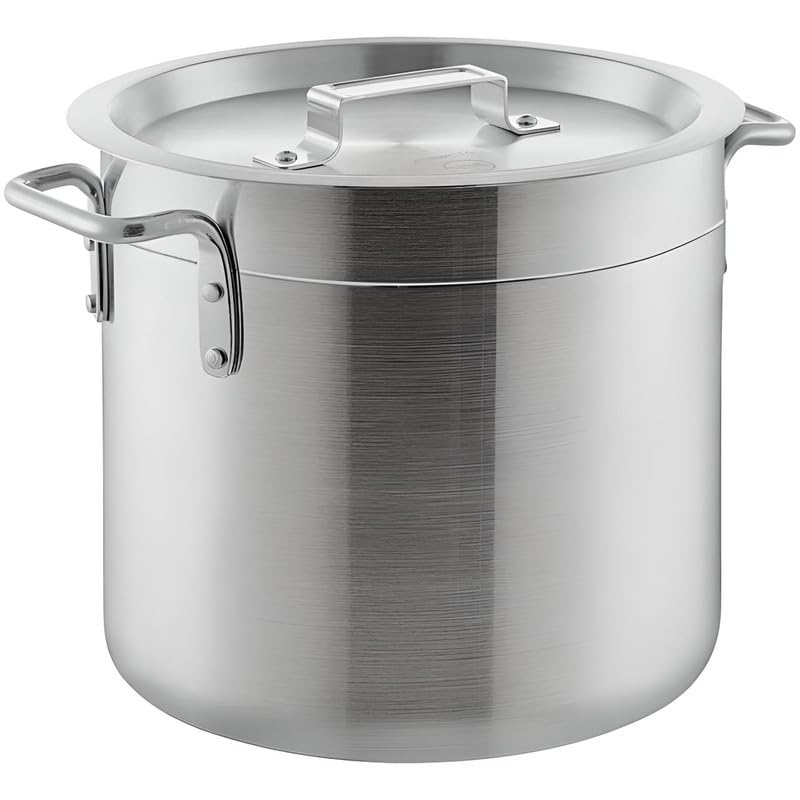 OCS Parts Pro Chef Series 12 Quart Standard Weight Aluminum Stock Pot with Cover | Large Capacity Oven Safe Stock Pot with Handles for Home and Commercial Kitchens