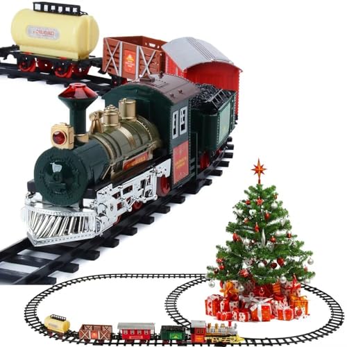 ECCRIS Christmas Toy Train Set with Lights and Sound for Kids, New Year Birthday Gift for Boys Girls 3 up Age