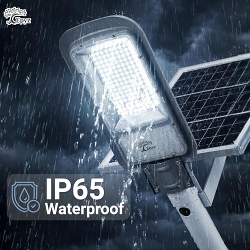 Image of Epyz 300 Watt Semi-Integrated Solar Street Light Aluminium Body Outdoor with Remote and Dusk to Dawn for Garden, Street, Lawn [ 128LED, 27000mAh, Pack of 1, Cold White Light ]