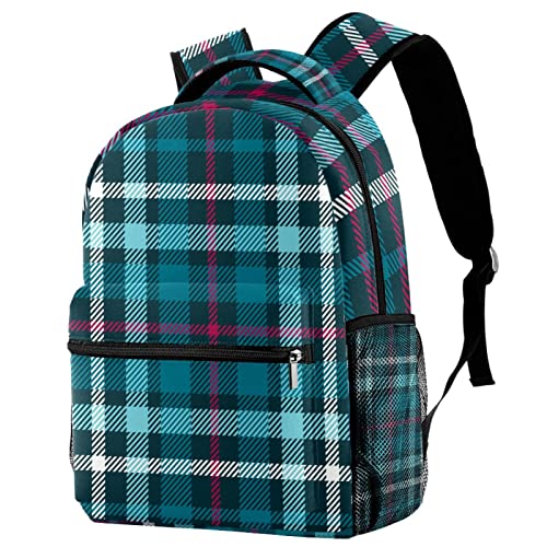 Sac à dos de voyage pour filles et garçons, style tartan orange et noir Medium