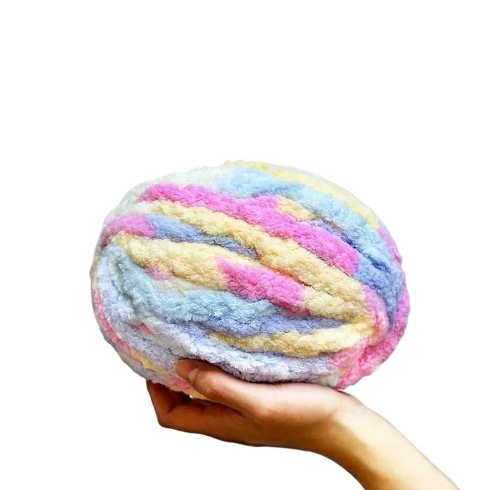 Gruba włóczka, Super gruba włóczka szenilowa szydełkowa 250g wielokolorowa(Neon)