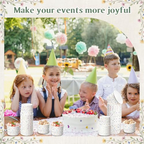 Image of Funnymoom 50 Pack Wildflower Ice Cream Cups 9 oz Spring Floral Disposable Dessert Bowls Flower Paper Soup Bowls Snack Cups for Hot or Cold Food Summer Tea Wedding Baby Shower Birthday Party Supplies