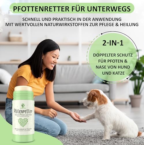 NEU! Pfotenbalsam, Nasenbalsam Hund & Katze als Stick, Ganzjähriger Pfotenschutz 100% natürlich - Pfotensalbe, Pfotenpflegen, Propolis & Avocadoöl, Golden Pets