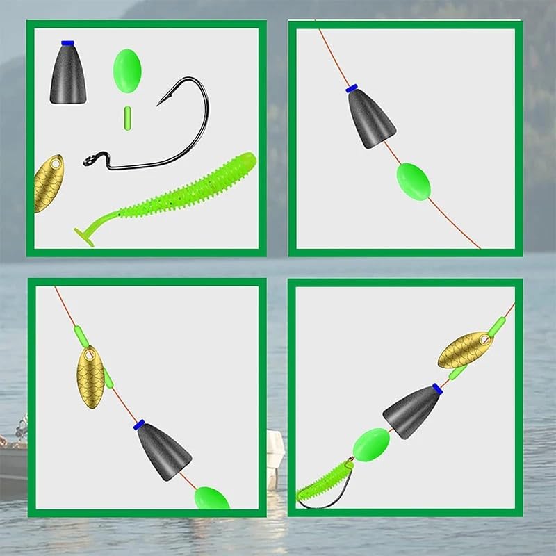 375 cuentas luminosas ovaladas para pesca verde oliva miniatura 4