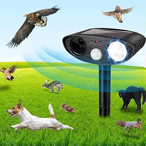 Cat Repellent Garden, Ultrasonic Fox Repellent, Solar Powered & Waterproof Animal Deterrent Flashing Light, Outdoor Farm Garden Yard, Effective for Cats, Dogs, Foxes, Birds, Skunks Cover