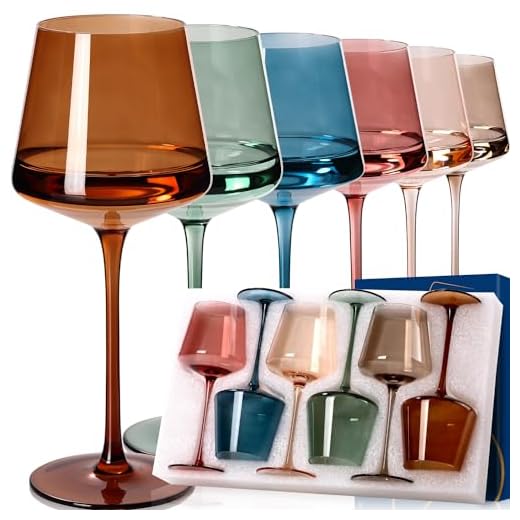 Set of 6 Colorful Wine Glasses