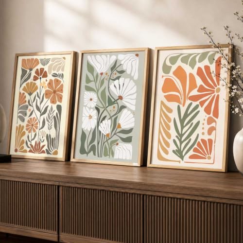 Image of kotart Modern Home Decor Boho Painting Decorative Wall Art poster With Frame For Living Room Bed Room Hotel Wall Decor Digital Reprint Set of 3