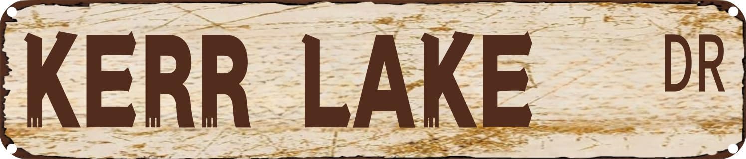 Vintage Tin Sign Retro Metal Wall Decor KERR LAKE DR Rustic Aluminum Plaque for Home,Bar,Kitchen,Garage,Man Cave 4x16 Inch
