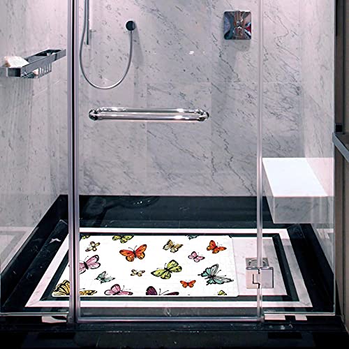 Tapis de salle de bain imprimé papillons pour sécuriser la douche - 7