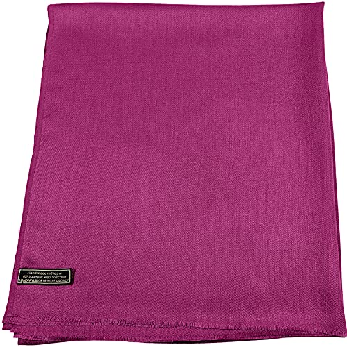 CJ Apparel Fuchsia Purple Solid Color Fringe Design Nepalese Shawl Seconds Scarf Wrap Stole Throw Head Wrap Pashmina Hand Made in Nepal New