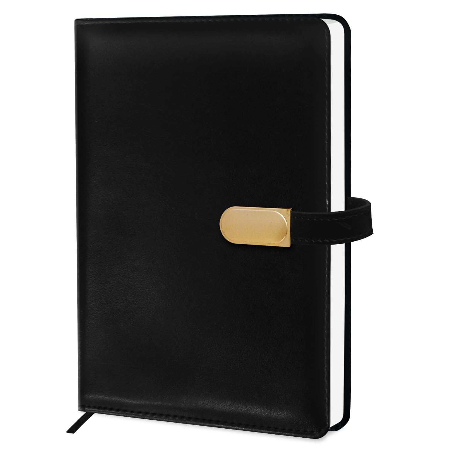 Jhingalala Premium Leather Cover Notebook Diary Journal with Magnetic Flap Closure - A5 Size, 192 Ruled Pages, 80 GSM Paper | Professional Office Diary for Men & Women | Stylish Corporate Gift (Black)